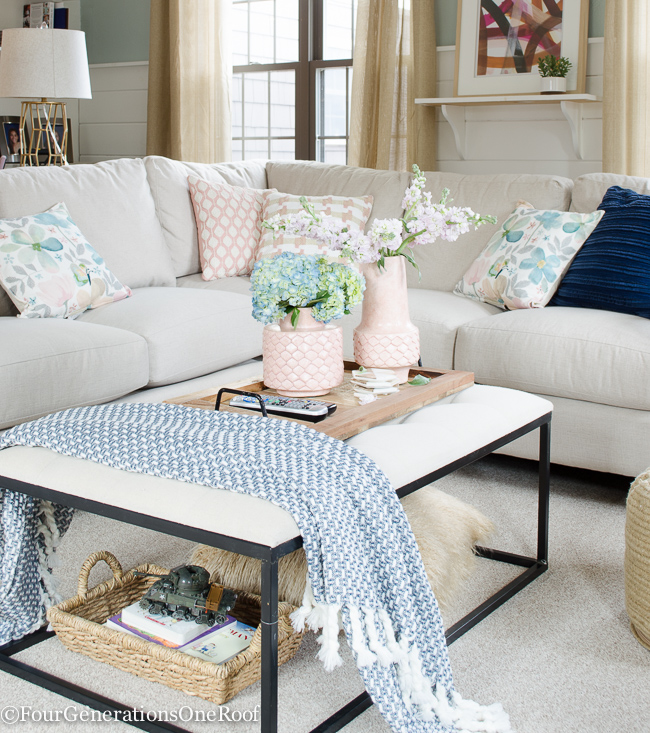 Blue + Pink Living Room Decorating Ideas
